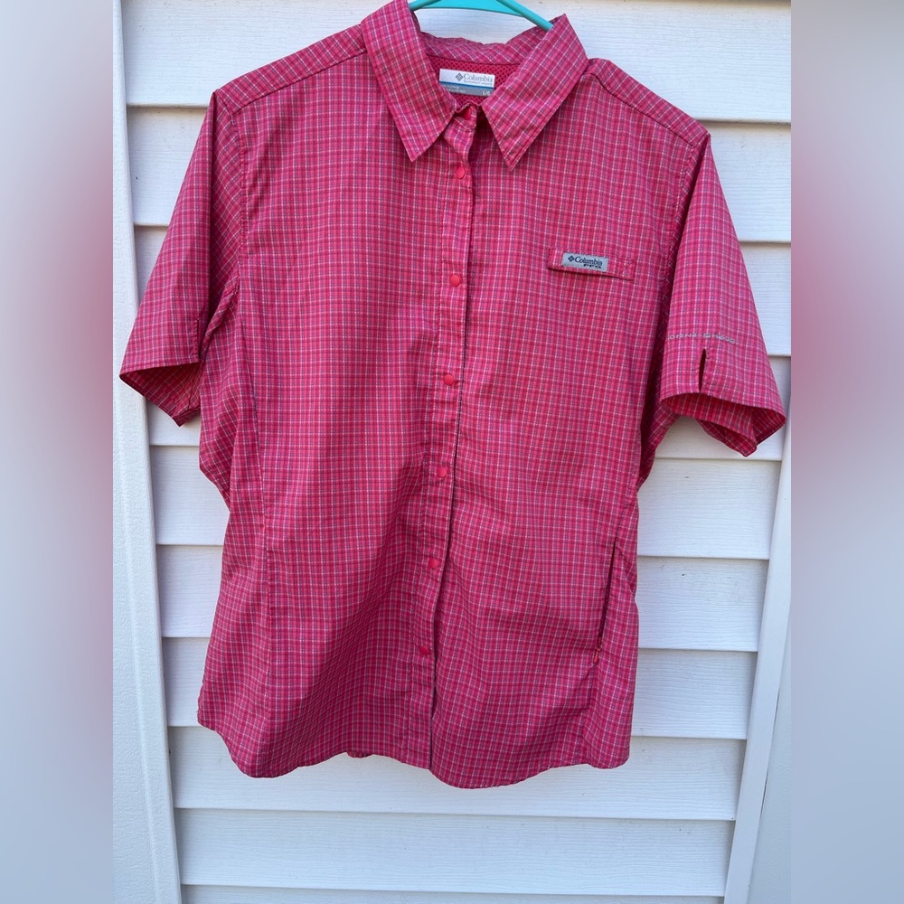 Columbia ,womens, PFG , Omni -Shade, red, plaid, Short Sleeve Shirt